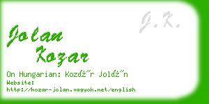 jolan kozar business card